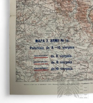II RP - Map of the Battle of Warsaw, Battle of the Vistula River, Map of the 3rd Army - Zaklady Graficzne Wierzbicki i S-ka, Warsaw