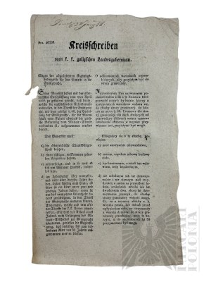 1835 r. - Bilingual Circular Letter of the National Gubernium of Galicia, Conditions of Qualification for Service in the Border Guard (Copy?).