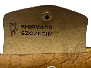 People's Republic (?) - Petty Officer's Set: Metal Glasses with Opener in Leather (?) Case, Szczecin Shipyard.