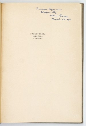 SEWERYN T. - Old Polish folk graphics - dedication by the author