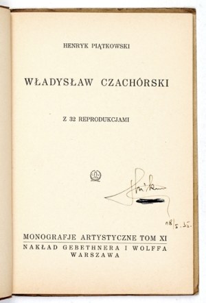 PIĄTKOWSKI Henryk - Władysław Czachórski. 1927