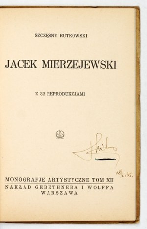 RUTKOWSKI Szczęsny - Jacek Mierzejewski. 1927