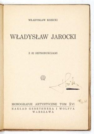 KOZICKI Władysław - Władysław Jarocki. 1928