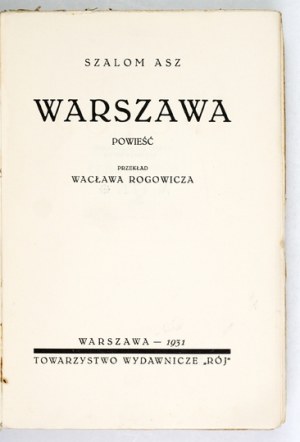 ASZ Shalom - Warsaw. Novel. Cover by H. Czerny