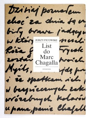 FICOWSKI Jerzy - Letter to Marc Chagall. Illustrated by M. Chagall