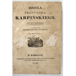 KARPIŃSKI F. - Dzieła. 1830.