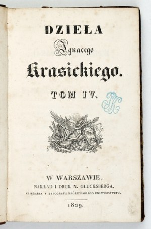 KRASICKI Ignacy - Works ... Vol. 4. Warsaw 1829 - 