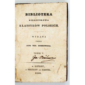 KRASICKI I. – Dzieła ... Tomik 5. Lipsk 1840 - m.in.: Mikołaja Doświadczyńskiego przypadki