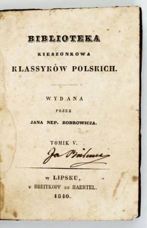 KRASICKI I. - Works ... Volume 5. Leipzig 1840 - among others: 