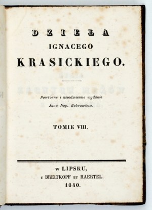 KRASICKI Ignacy - Works ... Volume 8 Leipzig 1840 - 