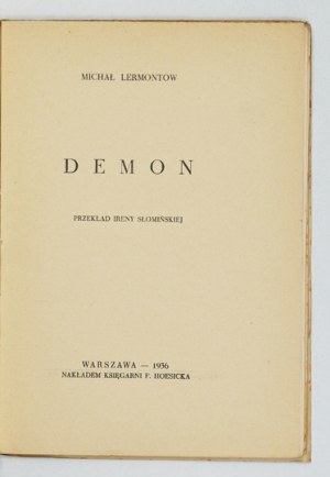 LERMONTOW Michaił – Demon. 1936