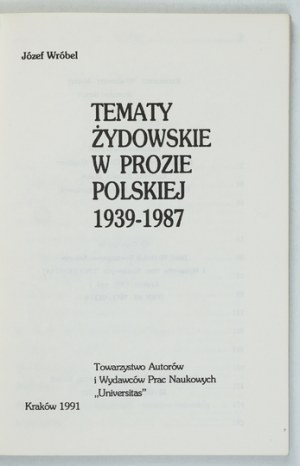 WRÓBEL J. - Jewish themes in Polish prose 1939-1987