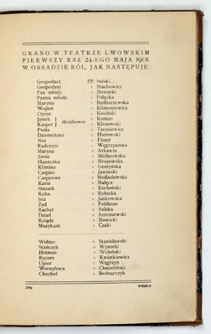 WYSPAIŃSKI S. - The Wedding. 1903. last edition during the author's lifetime.