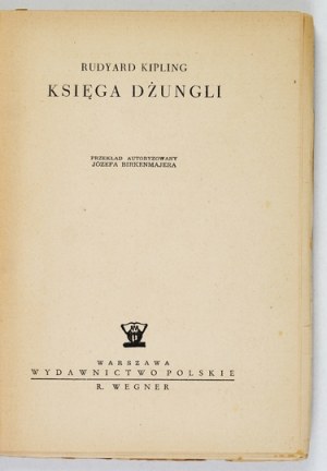 KIPLING R. - The jungle book. Cover and illustrations by Edward Kuczynski. 1950