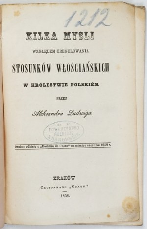 LUDWIG Aleksander - Some thoughts towards regulating peasant relations in the Kingdom of Poland....