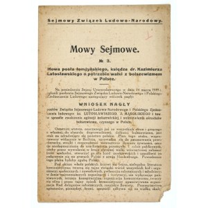 Mowa posła [...] K. Lutosławskiego o potrzebie walki z bolszewizmem w Polsce [1919]
