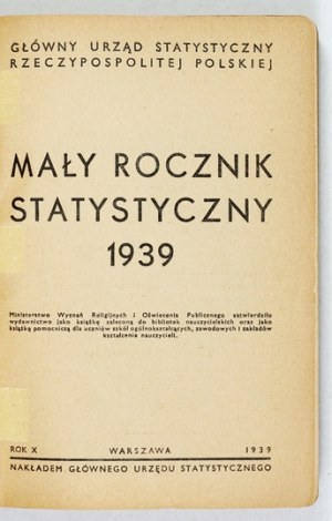 MAY Statistical Yearbook Year 10: 1939 Warsaw 1939. central statistical office. 16d, p. XXXII, 424, map 1, oleat 1....