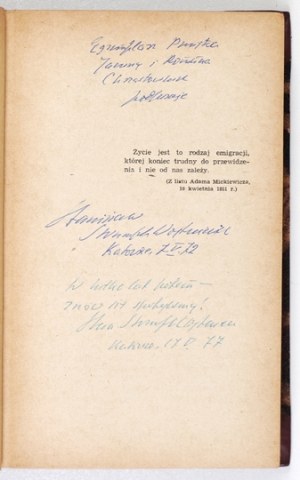 STRUMPH-WOJTKIEWICZ S. - Traugutt - handwritten dedication by the author