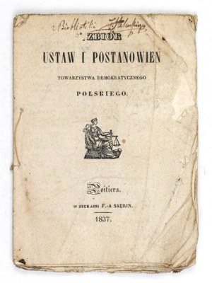 Collection of laws and resolutions of the Tow. Demokratique Pol. Poitiers 1837.
