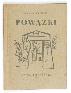 KLIMEK Karol - Powązki. A guide to the cemetery. Warsaw 1948, Nasza Księgarnia. 16d, p. 142, [2], plan rozkł....