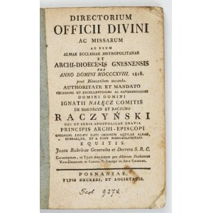 Kalendarz liturgiczny dla archidiecezji gnieźnieńskiej na 1818