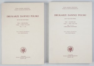 PRINTERS of old Poland from the 15th to the 18th century. Vol. 1: Malopolska, part 2, vol. 1-2. collective work edited by Jan Pirozynski....