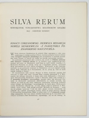 SILVA Rerum. Journal of the Polish biblophilic societies. VOL. 6: I-VI 1931