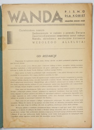 WANDA. A magazine for women. Nos. 1-3. Kraków 1939.