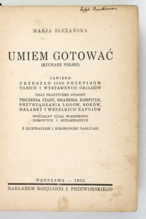 ŚLEŻAŃSKA Marja - I can cook. 1935