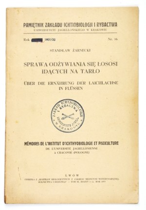 ŻARNICKI S. - The matter of nutrition of salmon going to spawn. 1933