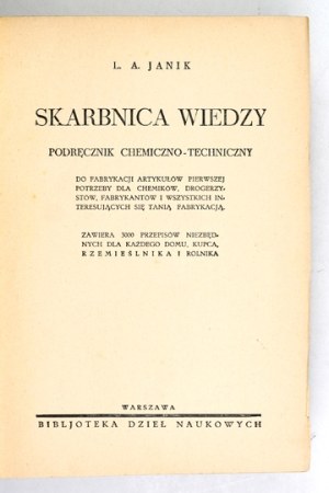 JANIK L. A. - A treasury of knowledge. [1938]