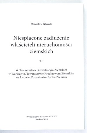 K£USEK M. - Unpaid debts of landowners. T. 1-2