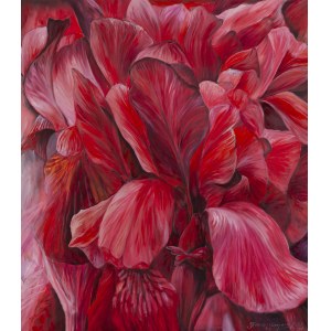 Hanna Rozpara (b. 1990, Sosnowiec), Red irises, 2025