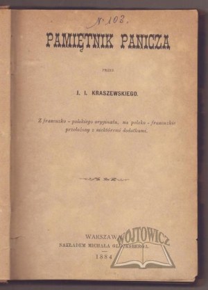 KRASZEWSKI Józef Ignacy, Pamiętnik panicza.