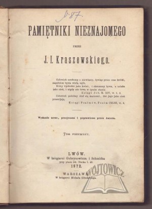 KRASZEWSKI Józef Ignacy, Memoirs of a Stranger.