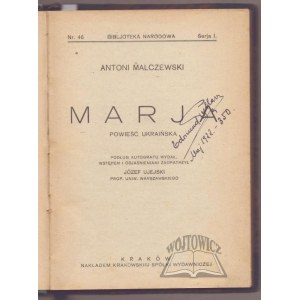 MALCZEWSKI Antoni, Marja. Powieść ukraińska.