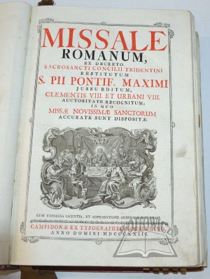MISSALE Romanum. Ex Decreto Sacrosancti Concilii Tridentini restitutum,