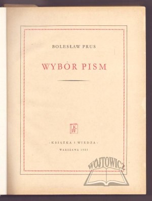 PRUS Boleslaw, Selection of Writings.