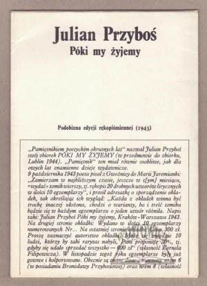 PRZYBOŚ Julian, While we live.