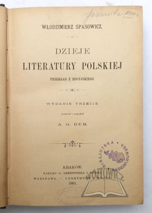 SPASOWICZ Włodzimierz, History of Polish Literature.