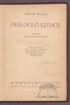 WILDE Oscar, Djalogues on Art.