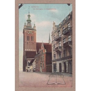 (GDAŃSK). Danzig. Gr. Muhlengase mit Katharinenkirche.