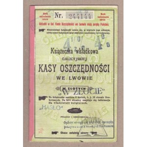 9a.KSIĄŻECZKA wkładkowa Galicyjskiej Kasy Oszczędności we Lwowie.