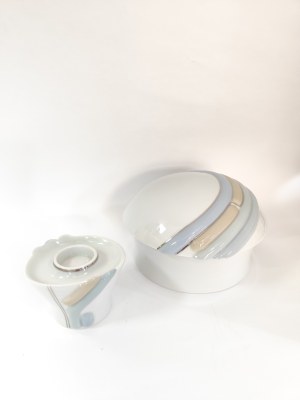 Royal Dux Bohemia (Czechoslovakia) container and candle holder. Desgn V. Secas (?)
