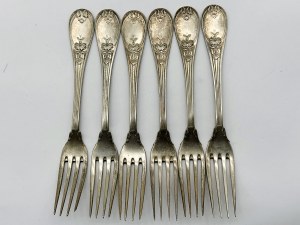 Set of 6 silver-plated Fraget forks