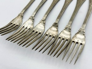 Set of 6 silver-plated Fraget forks