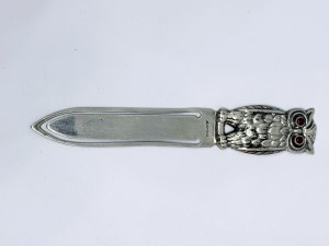 Silver bookmark in the shape of an owl