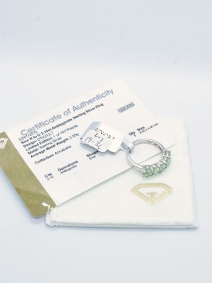 Ring with 5 amblygonites 2.10 ct, 925 silver, RocksTV certificate