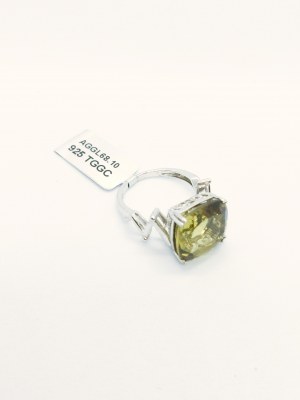 Ring with olive quartz 15.17 ct, 925 silver, RocksTV certificate