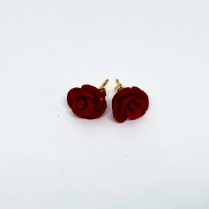 Earrings in the form of Roses made of natural coral, 14K/585 Gold